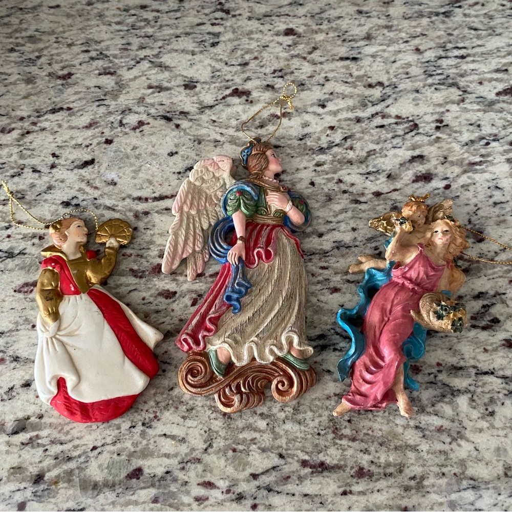 Christmas ornaments angels Victorian style vintage cherubs set of 3 holiday